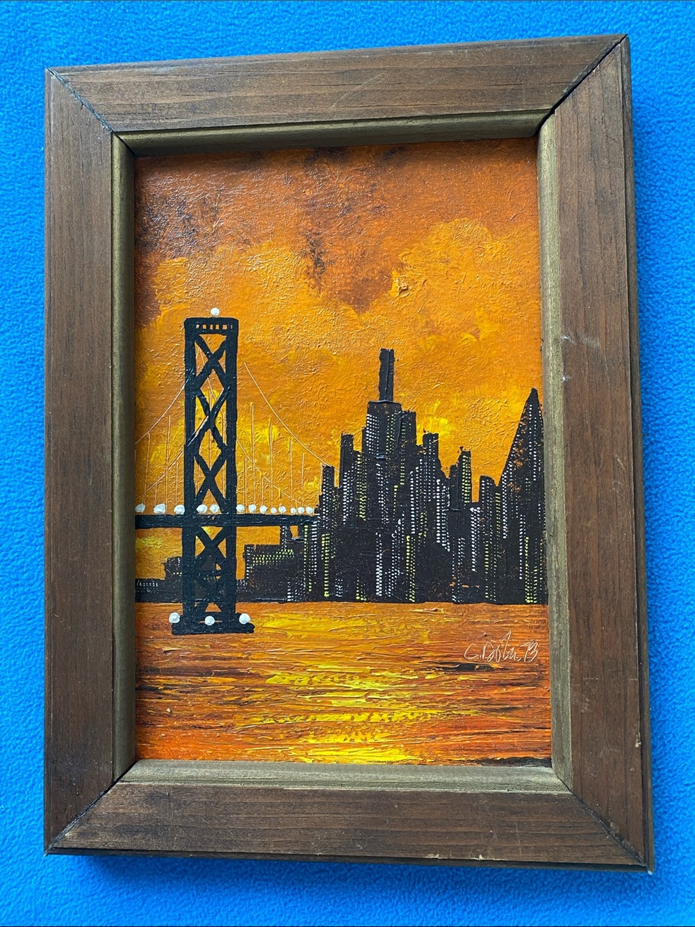 Vintage CarolynDale CA Bridge Painting